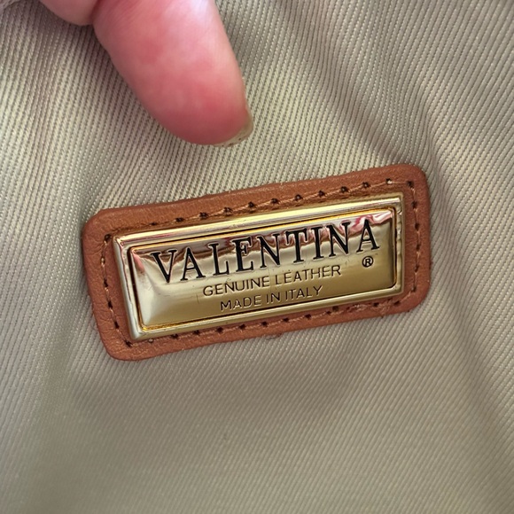 VALENTINA Genuine Leather purse Multi Zipper Crossbody Bag navy blue brown EUC - Picture 7 of 15